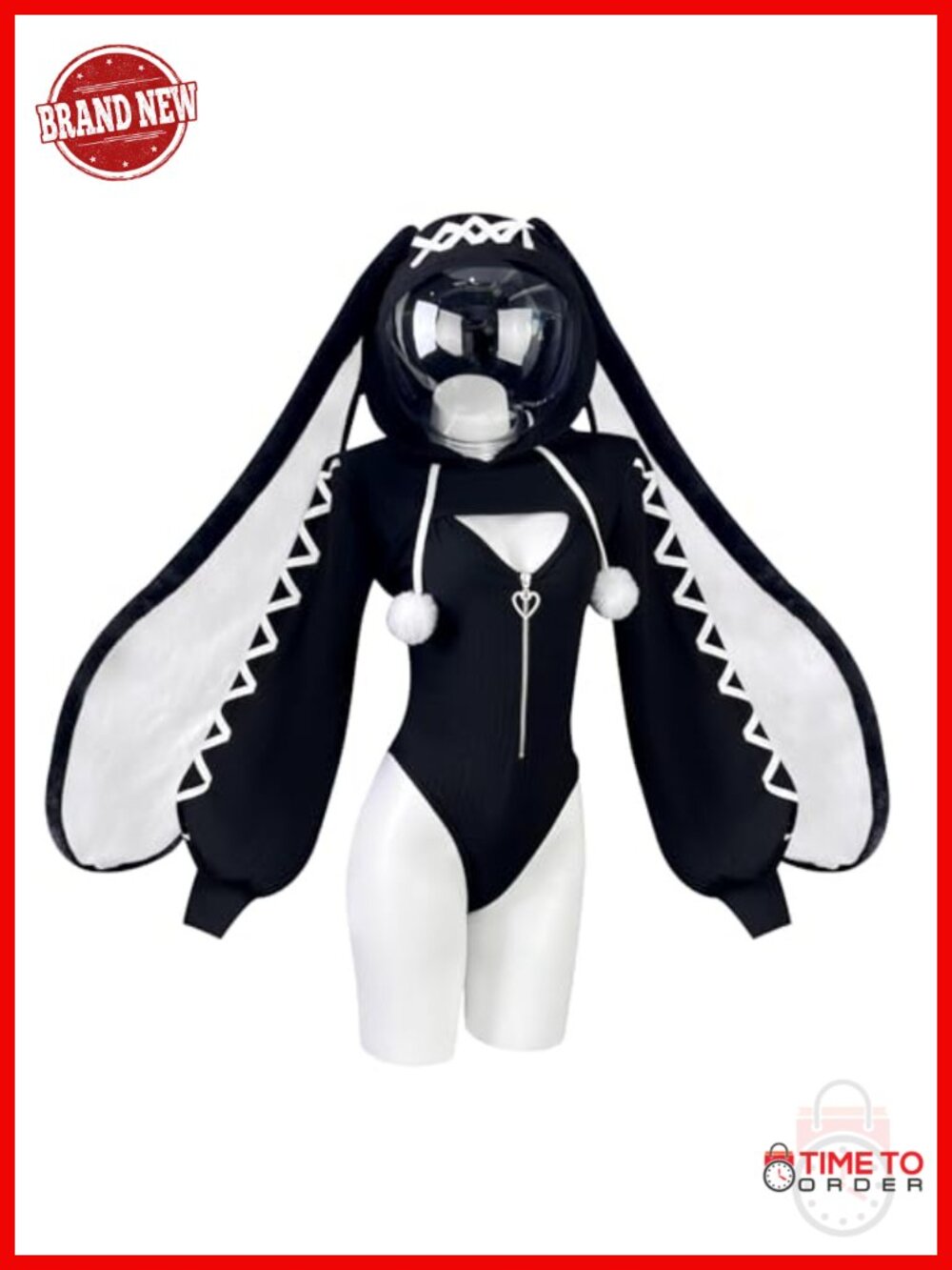 Bunny Bodysuit Maid Outfit Cosplay Set with Ears and Tail